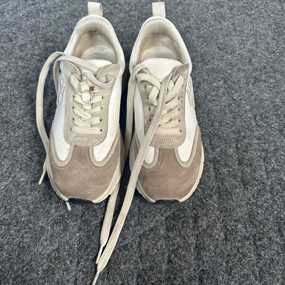 Tory Burch Cream and Tan Retro Sneakers